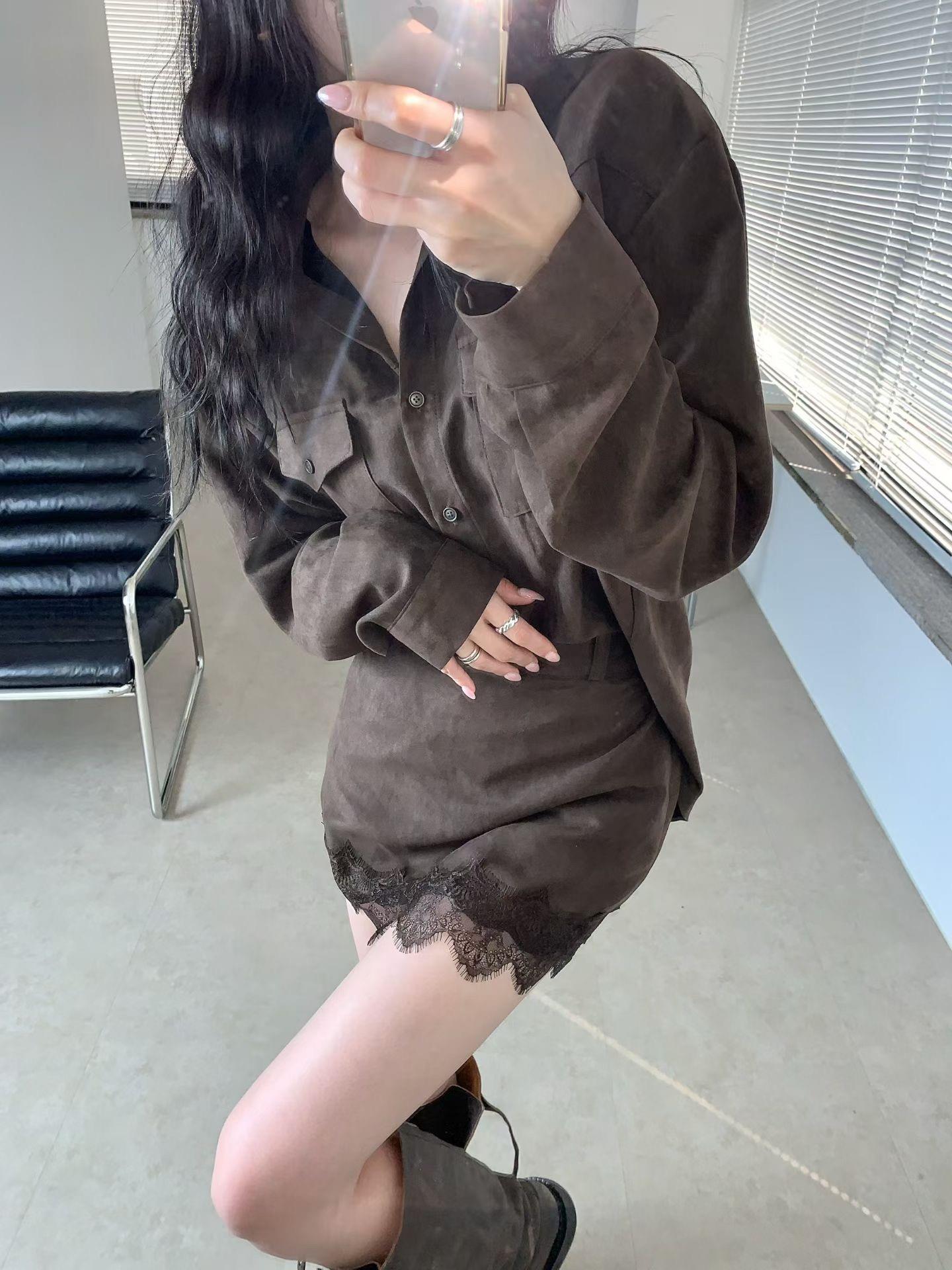 薄款雙口袋麂皮襯衫